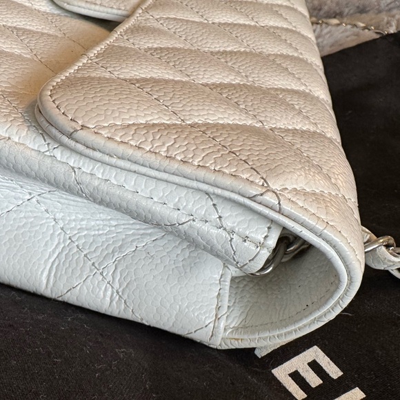 Chanel White ❄️ Caviar Leather East West Shoulder Bag - Picture 12 of 16